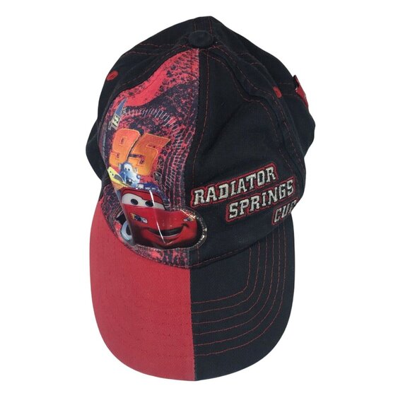Disney Pixar Cars Kids Baseball Cap Radiator Springs Cup Adjustable Black Red - Picture 1 of 7